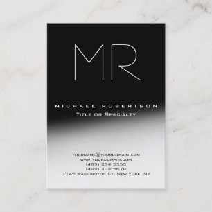 Chubby Stylish Monogram Black Grey Business Card