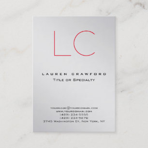 Chubby Stylish Monogram Metallic Silver Business Card