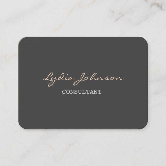 Chubby Stylish Script Trendy Grey Background Business Card (Front)
