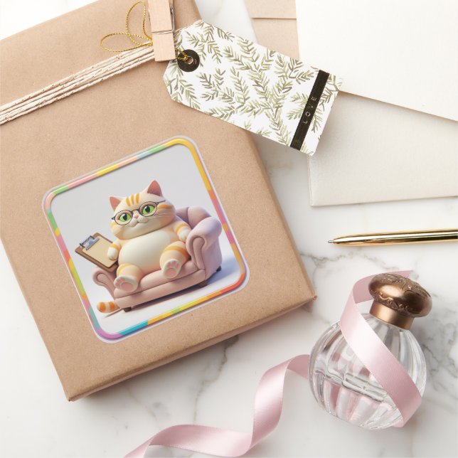 Chubby Tabby Couch Time Square Sticker (Gifting)