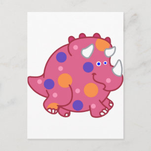 Chubby Triceratops Cartoon Dinosaur Postcard