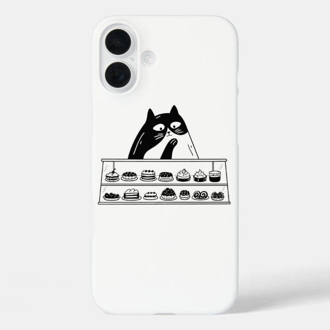Chubby Tuxedo Cat Choosing Sweet Bakery Cakes Case-Mate iPhone Case (Back)