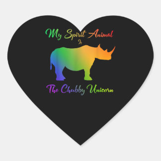 Chubby Unicorn Rhino Funny Cute Adorable AnimaC Heart Sticker