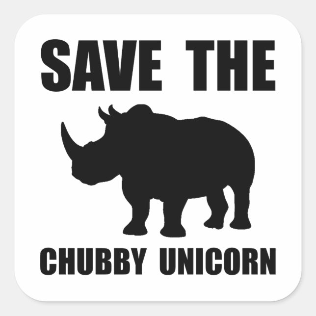 Chubby Unicorn Rhino Square Sticker (Front)