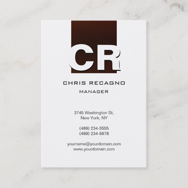 Chubby Vertical Browny Red White Business Card (Front)