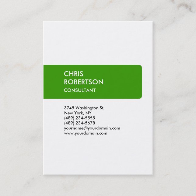 Chubby White Green Unique Special Business Card (Front)
