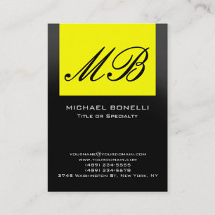 Chubby yellow grey black monogram business card