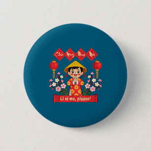 Chuc Mung Nam Moi 2026 Girl Vietnamese Lunar New Y 6 Cm Round Badge