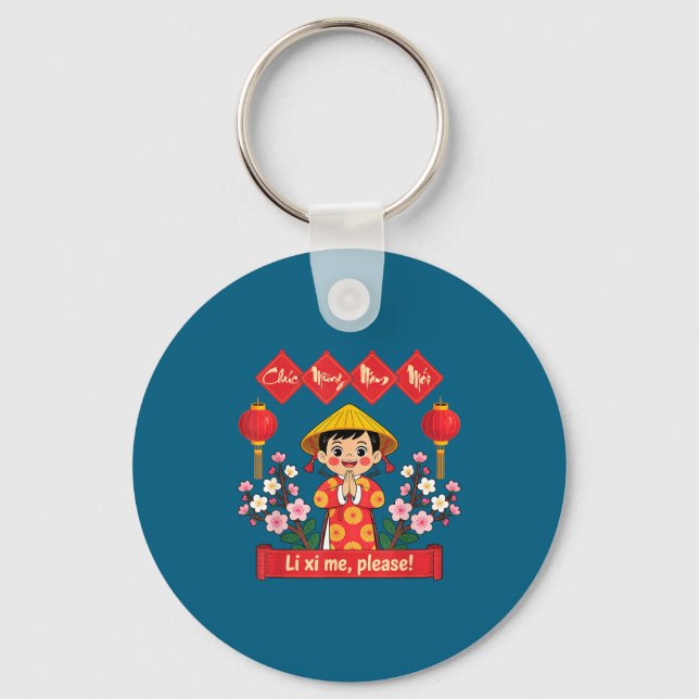 Chuc Mung Nam Moi 2026 Girl Vietnamese Lunar New Y Key Ring (Front)