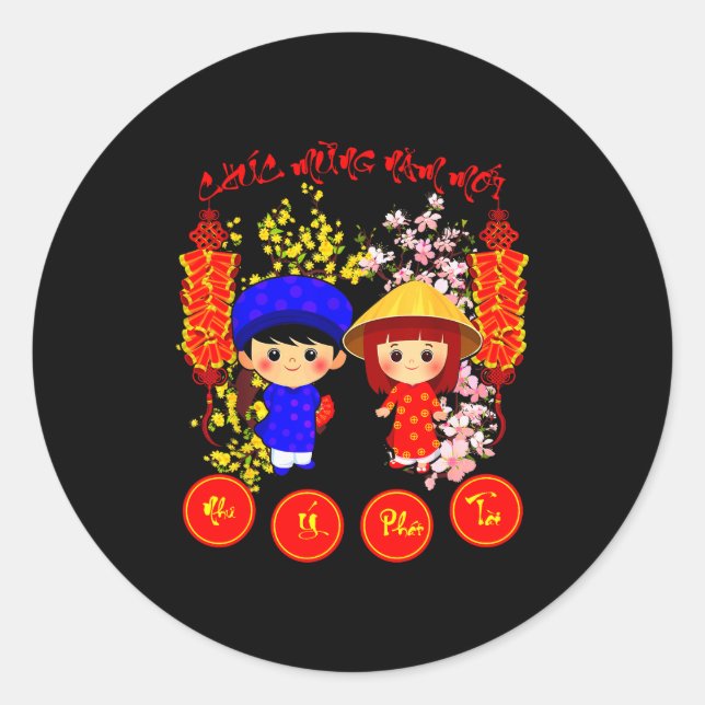 Chuc Mung Nam Moi 2026 Tee Vietnamese Lunar New Ye Classic Round Sticker (Front)