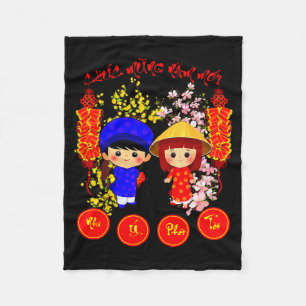 Chuc Mung Nam Moi 2026 Tee Vietnamese Lunar New Ye Fleece Blanket