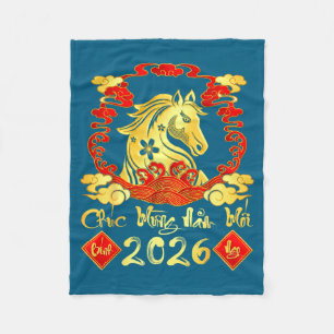 Chuc Mung Nam Moi 2026 Tet Vietnamese Lunar New Ye Fleece Blanket