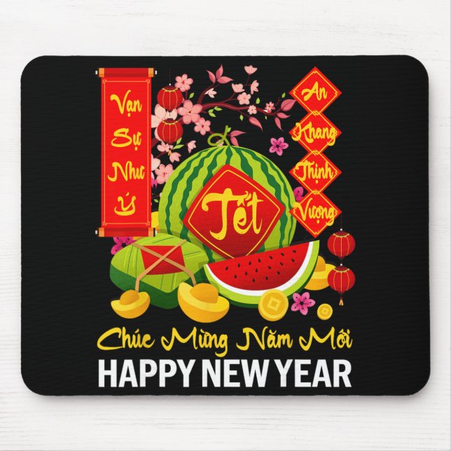 Chuc Mung Nam Moi Happy Lunar New Year Vietnamese  Mouse Mat (Front)