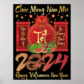 Chuc Mung Nam Moi Happy Vietnamese New Year 2024 Poster