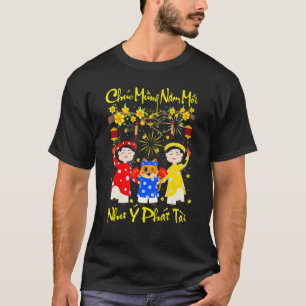 Chuc Mung Nam Moi Tet Quy Mao 2023 Cat Boy Girl in T-Shirt