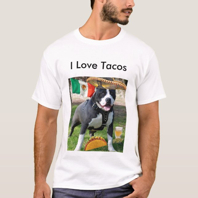 chuck3_pitbull, I Love Tacos T-Shirt (Front)
