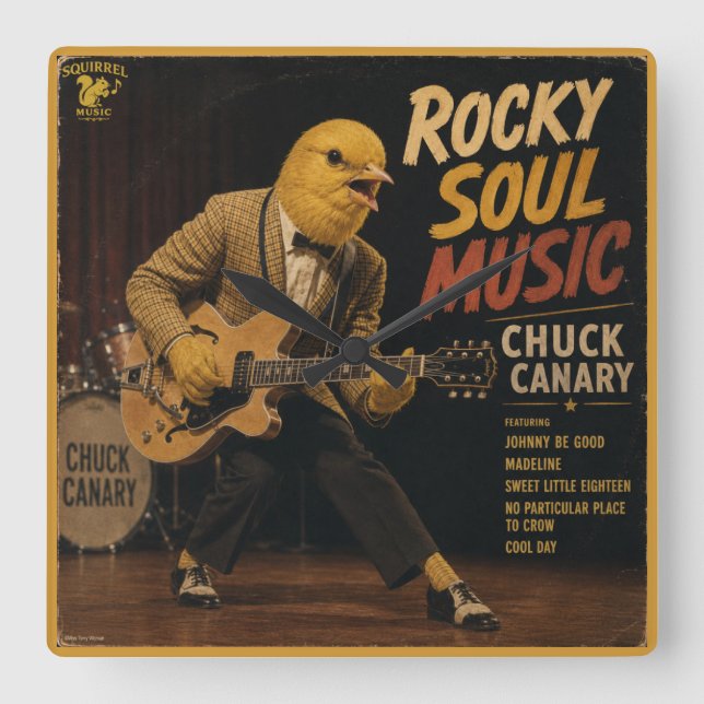 Chuck Canary Album: a Parody Square Wall Clock (Front)