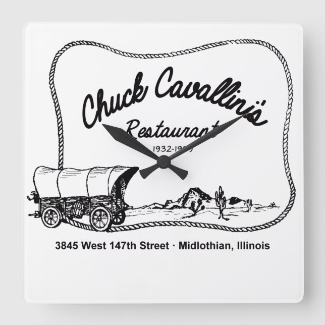 Chuck Cavallini's Restaurant, Midlothian, Illinois Square Wall Clock (Front)