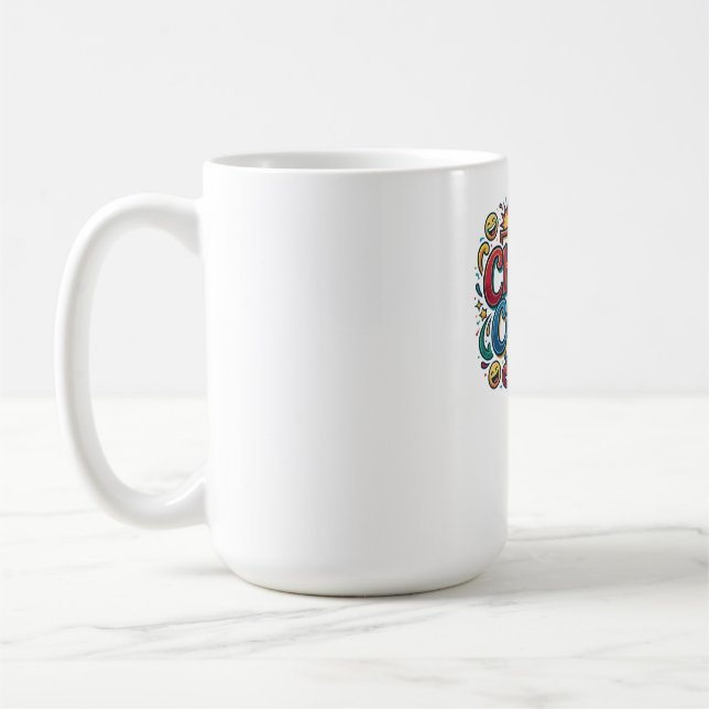Chuckle Central Here – Fun & Funny Graphic T-Shirt Coffee Mug (Left)