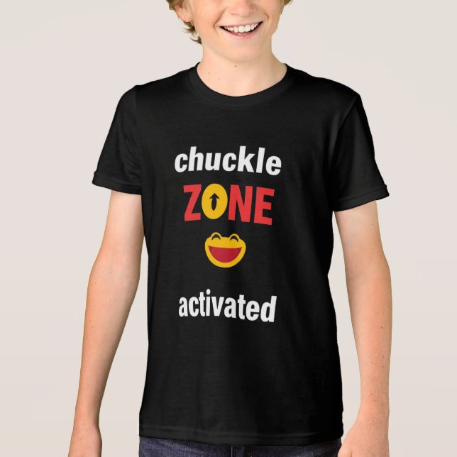 Chuckle Zone Activated – Funny Smiley Typography Tri-Blend Shirt (Front)