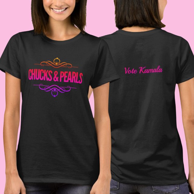 Chucks & Pearls Vote Kamala Black T-Shirt (Creator Uploaded)