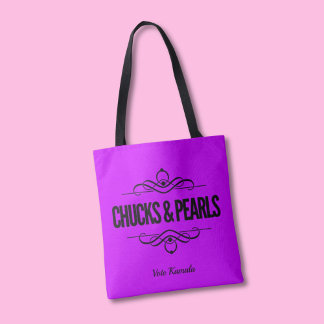 Chucks & Pearls Vote Kamala Purple Tote Bag