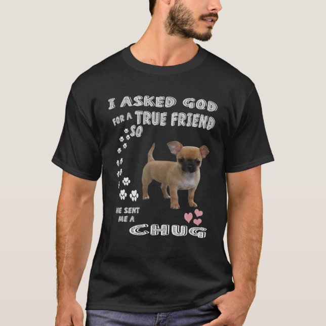 Chug Dog Lover, Chihuahua Pug Dad, Pugwawa Mum, Cu T-Shirt (Front)