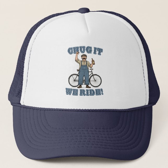 Chug It We Ride Cycling Trucker Hat (Front)