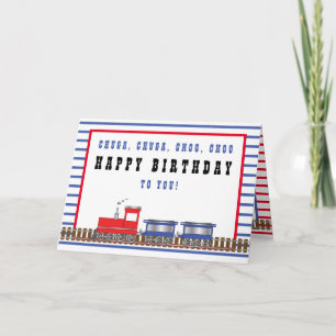 Chuga, Chuga  Choo Choo Red   Blue Train Birthday Card