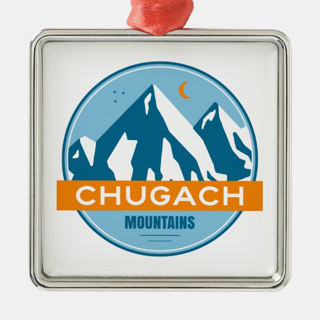 Chugach Mountains Alaska Metal Tree Decoration (Front)
