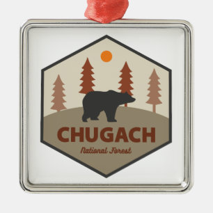 Chugach National Forest Alaska Bear Metal Tree Decoration