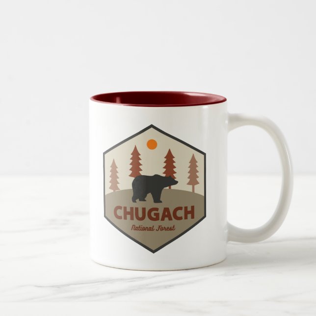 Chugach National Forest Alaska Bear Two-Tone Coffee Mug (Right)