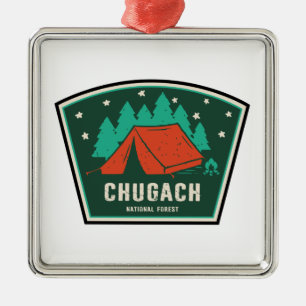 Chugach National Forest Camping Metal Tree Decoration