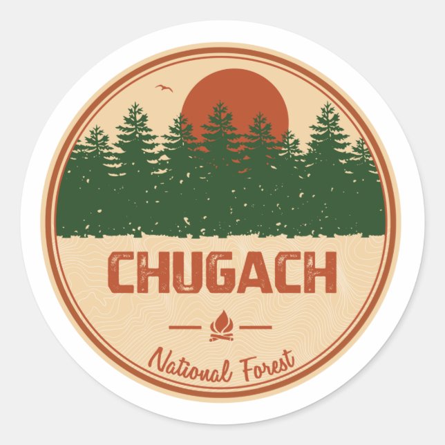 Chugach National Forest Classic Round Sticker (Front)