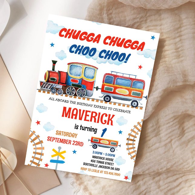 Chugga Cho Train Kids Boy Birthday Invitation (Creator Uploaded)