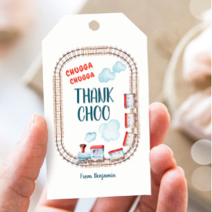 Chugga Choo Boy Vintage Train Red Blue Birthday Gift Tags