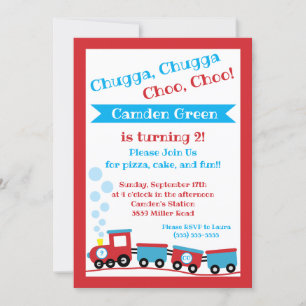 Chugga Choo, Choo, train birthday party invitation