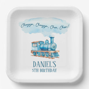 Chugga Choo Choo Vintage Train Birthday Party Paper Plate