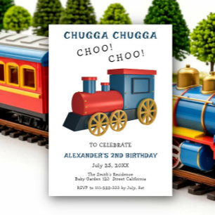 Chugga Choo Train Birthday Invitation