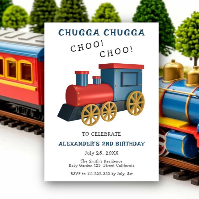 Chugga Choo Train Birthday Invitation (Creator Uploaded)