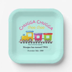 Chugga Choo Train Themed Cartoon 2nd Birthday Paper Plate