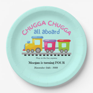 Chugga Choo Train Themed Cartoon Any Age Birthday Paper Plate