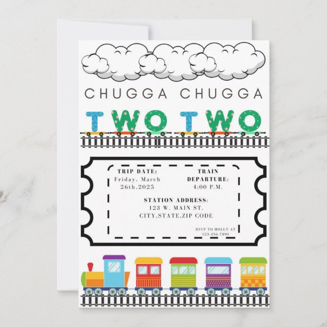 Chugga Chugga Cho Cho Birthday Invitation (Front)