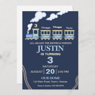 Chugga, Chugga Cute Train Birthday Party Invitation
