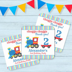 Chugga Chugga Train Birthday Favour Square Sticker
