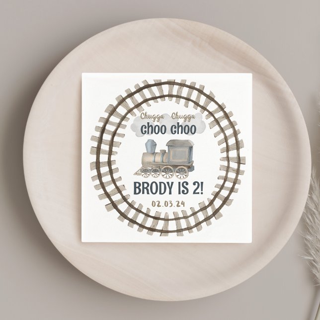 Chugga Chugga Two Two 2nd Birthday Napkin (Creator Uploaded)