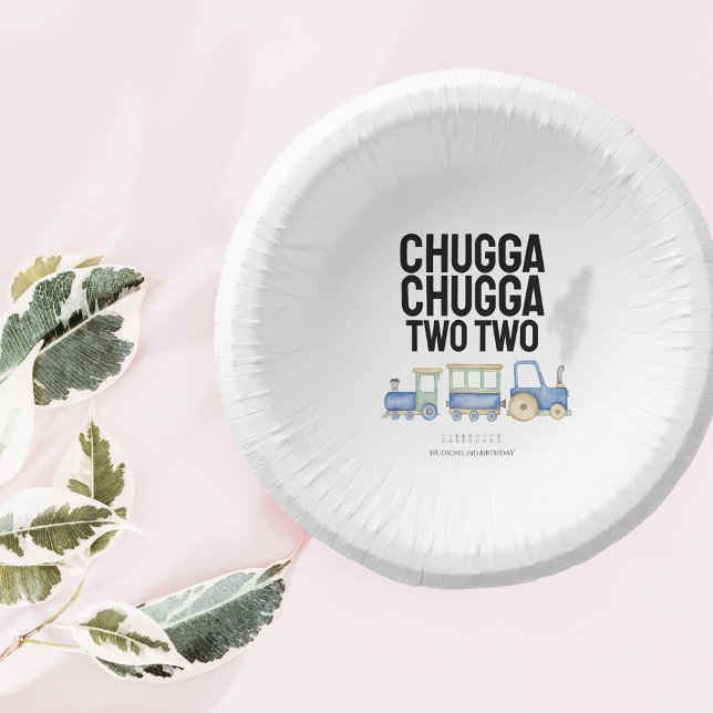 Chugga Chugga Two Two | 2nd Birthday | Paper Bowl Paper Plate (Creator Uploaded)