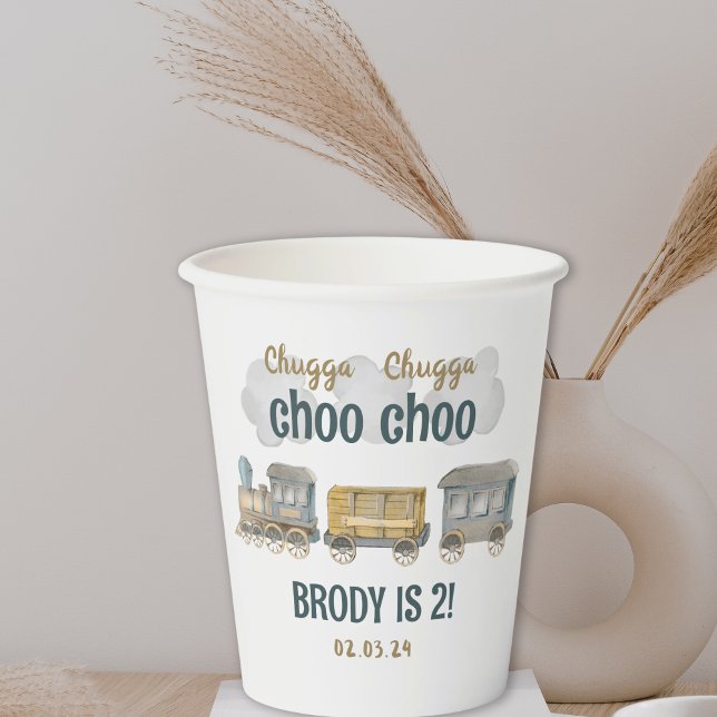 Chugga Chugga Two Two 2nd Birthday Paper Cups (Creator Uploaded)