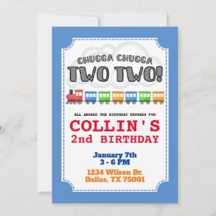 Chugga Chugga Two Two Birthday Invitation
