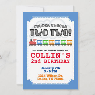 Chugga Chugga Two Two Birthday Invitation